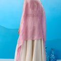 Graceful Cream Viscose Embroidered Crop Top with Palazzo and Pink Jacket for Women