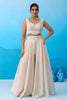 Elegant Cream Viscose Embroidered Crop Top Palazzo with Sky Blue Jacket for Women
