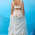 Elegant Cream Viscose Embroidered Crop Top Palazzo with Sky Blue Jacket for Women