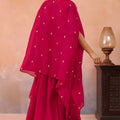 Lovely Rani Pink Organza Party Wear Crop Top Palazzo Set with Embroidered Jacket
