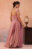 Fancy Pink Tissue Party Wear Crop Top Palazzo Set with Embroidered Jacket