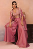 Gorgeous Pink Crepe Embroidered Crop Top Palazzo Set with Embroidered Jacket