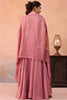 Gorgeous Pink Crepe Embroidered Crop Top Palazzo Set with Embroidered Jacket