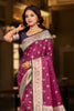Rani Pink Banarasi Silk Saree Rich Zari Border Green Contrast Pallu