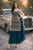 Fancy Rama Green Georgette Embroidered Party Wear Sharara Suit with Dupatta for Women