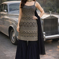 Stylish Black Georgette Embroidered Party Wear Sharara Suit with Dupatta for Women