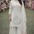 Elegant Off White Georgette Embroidered Palazzo Set with Dupatta for Women
