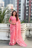 Peach Pink Organza Saree with Floral Embroidery Border