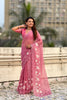 Pink Organza Saree Floral Embroidery Border Designer Party Wear Saree