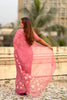 Pink Organza Saree Floral Embroidery Border Designer Party Wear Saree