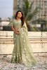 Olive Green Organza Saree Floral Embroidery Border Party Wear Saree