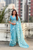 Sky Blue Organza Saree Floral Embroidery Border Party Wear Saree