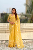 Yellow Organza Saree Floral Embroidery Designer Blouse Party Wear Saree