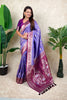 Lavender Magenta Banarasi Silk Saree Zari Floral Weaving Border