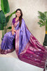 Lavender Magenta Banarasi Silk Saree Zari Floral Weaving Border