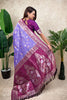Lavender Magenta Banarasi Silk Saree Zari Floral Weaving Border