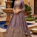 Trendy Purple Fendy Organza Silk Embroidered Wedding Wear Lehenga Choli with Dupatta