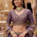 Trendy Purple Fendy Organza Silk Embroidered Wedding Wear Lehenga Choli with Dupatta