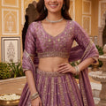 Graceful Mauve Fendy Organza Silk Embroidered Wedding Wear Lehenga Choli with Dupatta