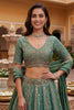 Stunning Teal Green Fendy Organza Silk Embroidered Wedding Wear Lehenga Choli with Dupatta