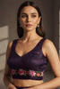 Purple Silk Saree Floral Embroidered Border Designer Party Wear Saree