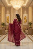 Wine Red Silk Saree Floral Embroidered Border Party Wear Saree