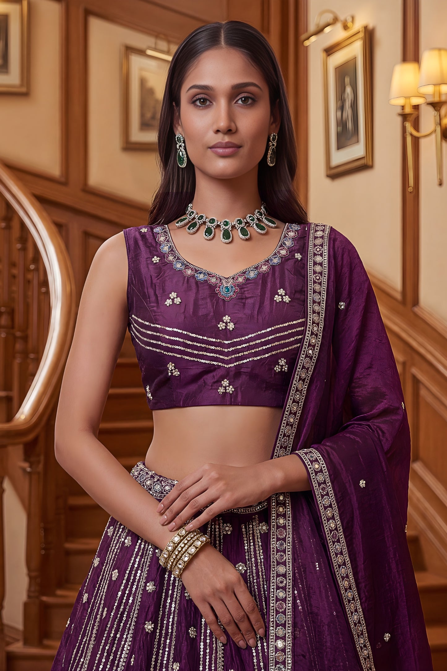 Stunning Purple Fendy Organza Silk Embroidered Wedding Wear Lehenga Choli with Dupatta