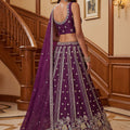 Stunning Purple Fendy Organza Silk Embroidered Wedding Wear Lehenga Choli with Dupatta