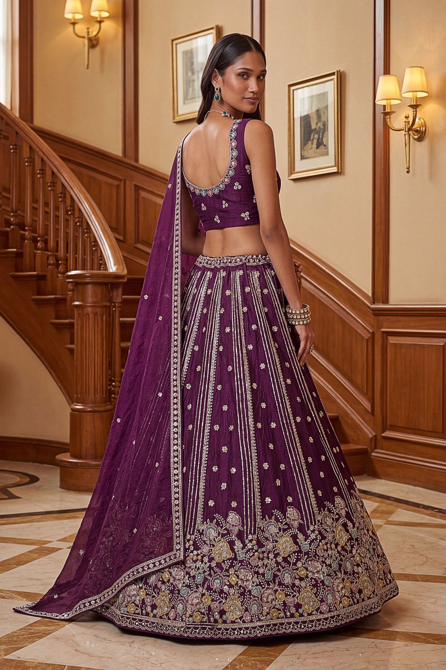 Stunning Purple Fendy Organza Silk Embroidered Wedding Wear Lehenga Choli with Dupatta