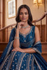 Beautiful Teal Blue Fendy Organza Silk Embroidered Wedding Wear Lehenga Choli with Dupatta