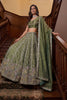 Wonderful Olive Green Fendy Organza Silk Embroidered Wedding Wear Lehenga Choli with Dupatta