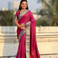 Rani Pink Silk Saree Rich Gold Zari Border Traditional Saree
