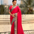 Bright Red Silk Saree Gold Zari Border Traditional Saree