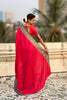 Bright Red Silk Saree Gold Zari Border Traditional Saree