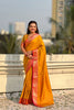Mustard Yellow Silk Saree Rich Red Zari Border Traditional Saree