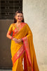 Mustard Yellow Silk Saree Rich Red Zari Border Traditional Saree