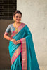 Teal Green Silk Saree with Pink Zari Border Traditional Designer Saree