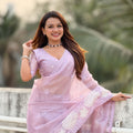 Pink Organza Saree Floral Embroidery Designer Party Wear Saree