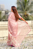 Blush Pink Organza Saree with White Floral Embroidery Designer Party Wear
