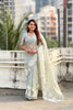Pastel Mint Green Organza Saree with White Floral Embroidery