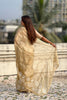 Stylish Golden Organza Embroidered Party Wear Saree with Floral Work and Blouse