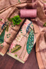 Elegant Dusty Pink Cotton Printed Semi-Stitched Straight Salwar Suit with Dupatta