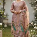 Elegant Dusty Pink Cotton Printed Semi-Stitched Straight Salwar Suit with Dupatta