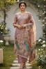 Elegant Dusty Pink Cotton Printed Semi-Stitched Straight Salwar Suit with Dupatta