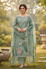 Trendy Sea Green Cotton Printed Semi-Stitched Straight Salwar Suit with Dupatta