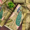 Fancy Olive Green Cotton Printed Semi-Stitched Straight Salwar Suit with Dupatta