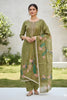 Fancy Olive Green Cotton Printed Semi-Stitched Straight Salwar Suit with Dupatta