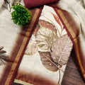 Amazing Off-White Cotton Printed Semi-Stitched Straight Salwar Suit with Maroon Dupatta