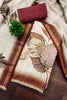 Amazing Off-White Cotton Printed Semi-Stitched Straight Salwar Suit with Maroon Dupatta