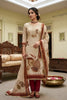 Amazing Off-White Cotton Printed Semi-Stitched Straight Salwar Suit with Maroon Dupatta